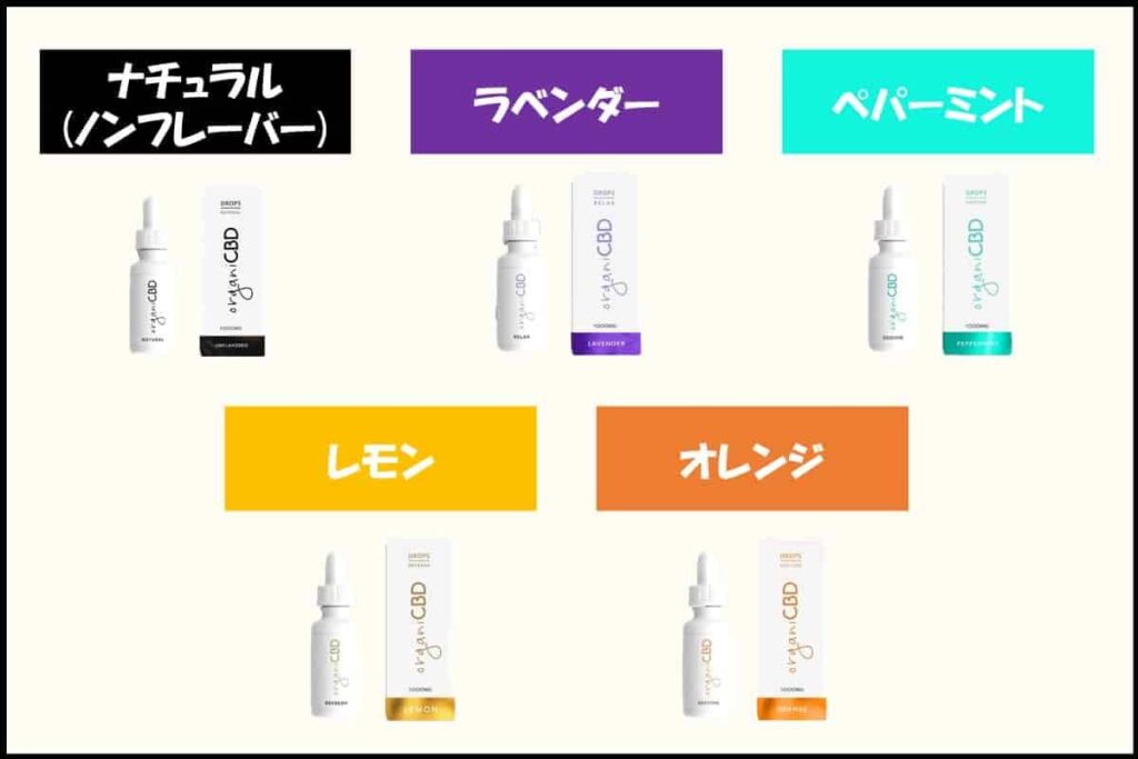 organi(オルガニ)CBDはフレーバーの種類が豊富で無味無臭もある!